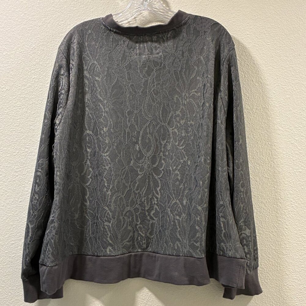 EVY'S TREE The Fiona Lace Gray Zip Front Bomber Style Long Sleeve Jacket 1X - Picture 3 of 13